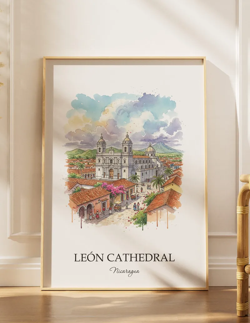 Nicaragua León Cathedral Poster