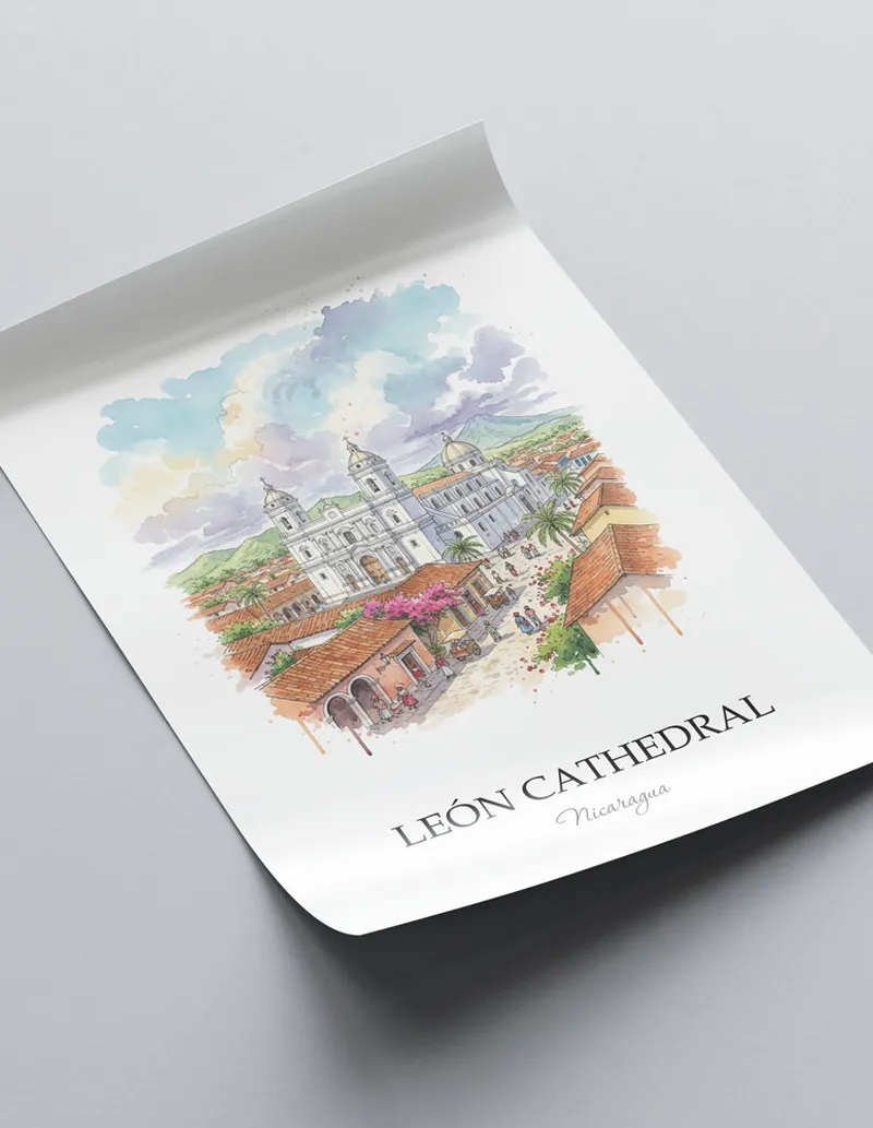Nicaragua León Cathedral Poster - Image 2